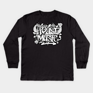HOUSE MUSIC  - Graffiti Steez (grey/white) Kids Long Sleeve T-Shirt